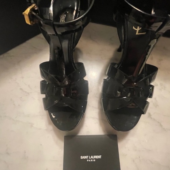 Saint Laurent (YSL) Black Patent Leather Heels - Picture 1 of 16